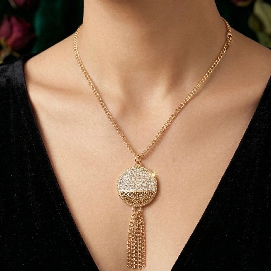 Кулон Золотое сияние с кисточкой✨