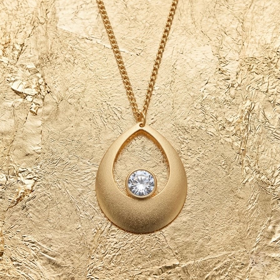 Кулон Золотая капля с кристаллом ✨